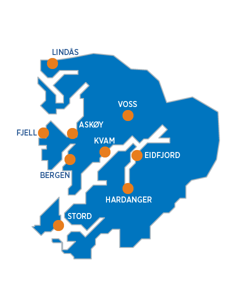 Kartillustrasjon med oransje markeringer