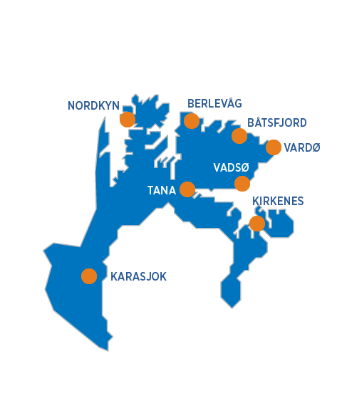 Kartillustrasjon med oransje markeringer