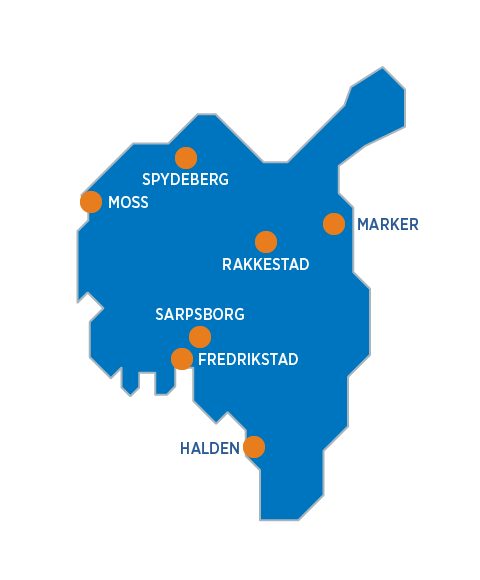 Kartillustrasjon med oransje markeringer