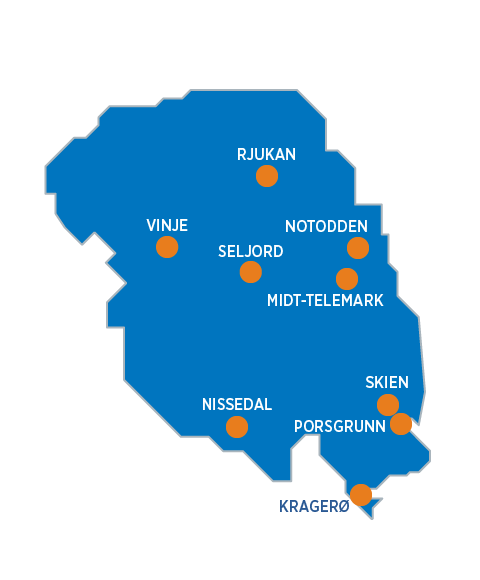 Kartillustrasjon med oransje markeringer