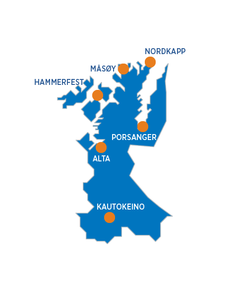 Kartillustrasjon med oransje markeringer